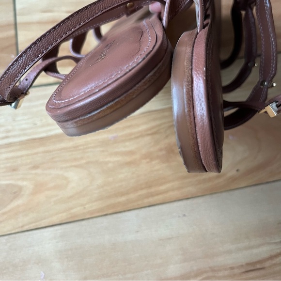 Larroude Brown Leather Flat Sandals Straps Size 7.5 Brazil - Picture 6 of 8